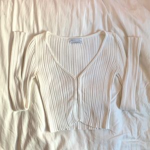 Ribbed Hook + Eye Cropped Cardigan